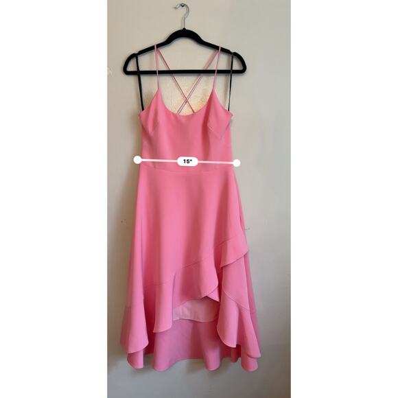 Black Halo Pink  Party midi Marie Dress asymmetrical hem  size 8 - Picture 7 of 14